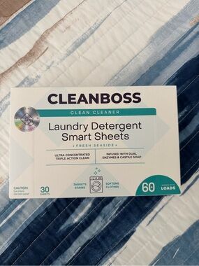 Joy Mangano CleanBoss Laundry Detergent Smart Sheets in Teal, White, Navy